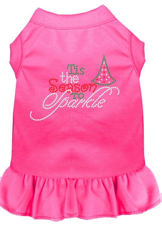 Tis the Season to Sparkle Rhinestone Dog Dress Bright Pink XXL